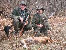 moi gocie na polowaniu, Bartek/ z lewej/ pozyska trzy lisy i zosta krlem polowania.