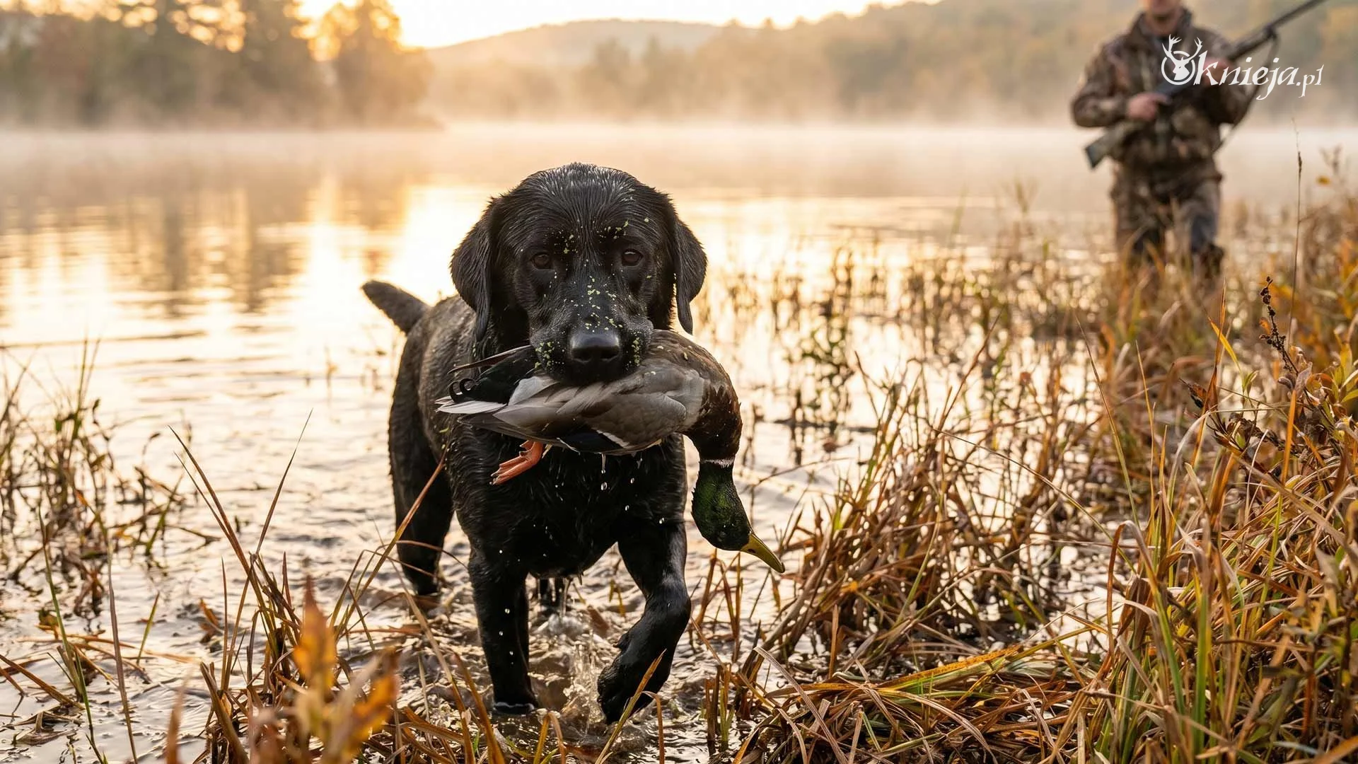 Labrador retriever podczas aportu z wody